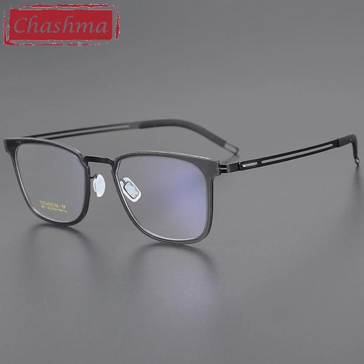 Chashma Women's Full Rim Square Titanium Acetate Eyeglasses 49917 Full Rim Chashma Matte Black  