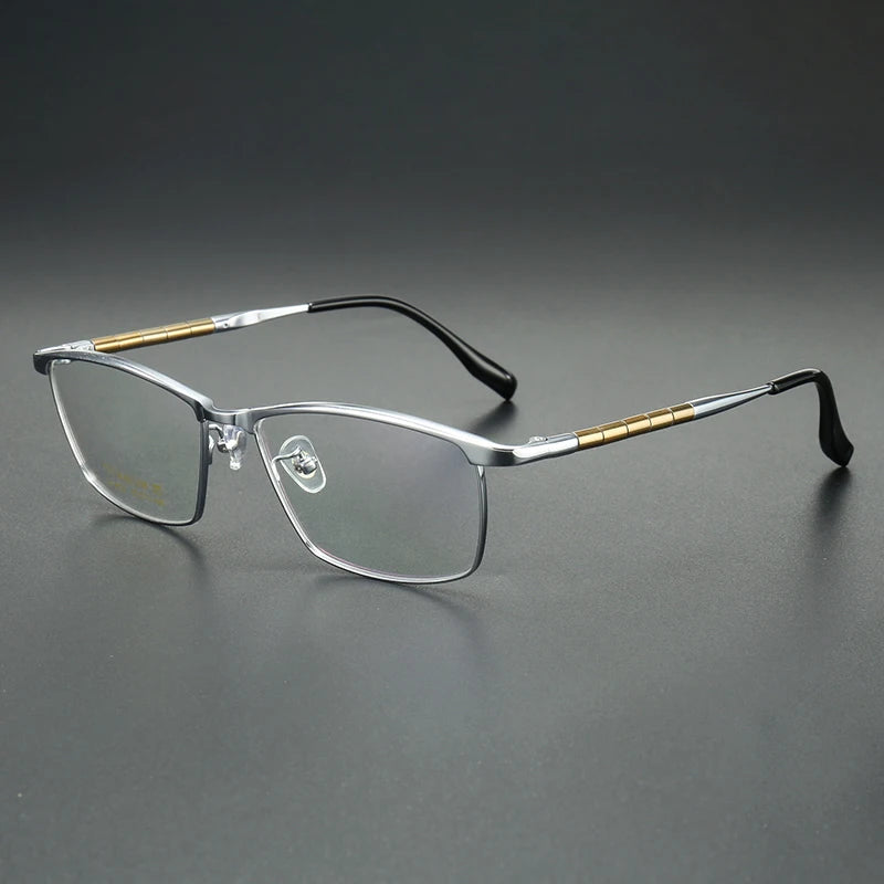 Aror Men's Full Rim Big Square Brow Line Titanium Eyeglasses 96121 Full Rim Aror Silver