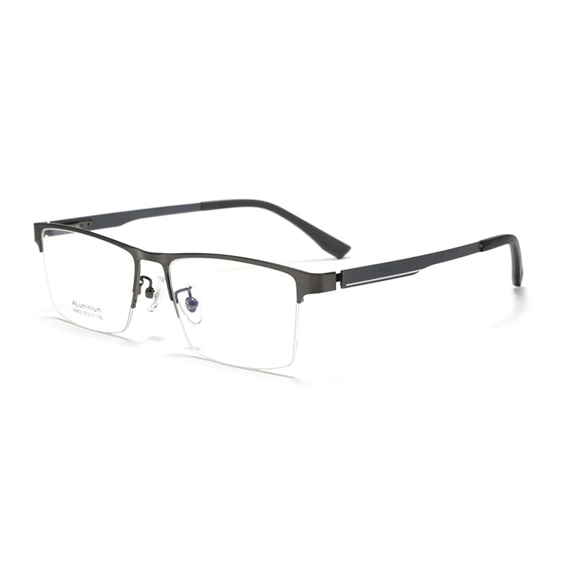 Yimaruili Men's Semi Rim Square Alloy-Al-Mg Eyeglasses 366802