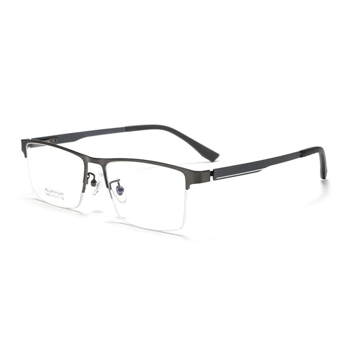 Yimaruili Men's Semi Rim Square Alloy-Al-Mg Eyeglasses 366802