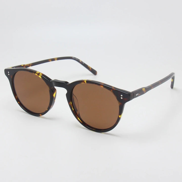 Black Mask Unisex Full Rim Round Acetate Polarized Sunglasses BM-5183S