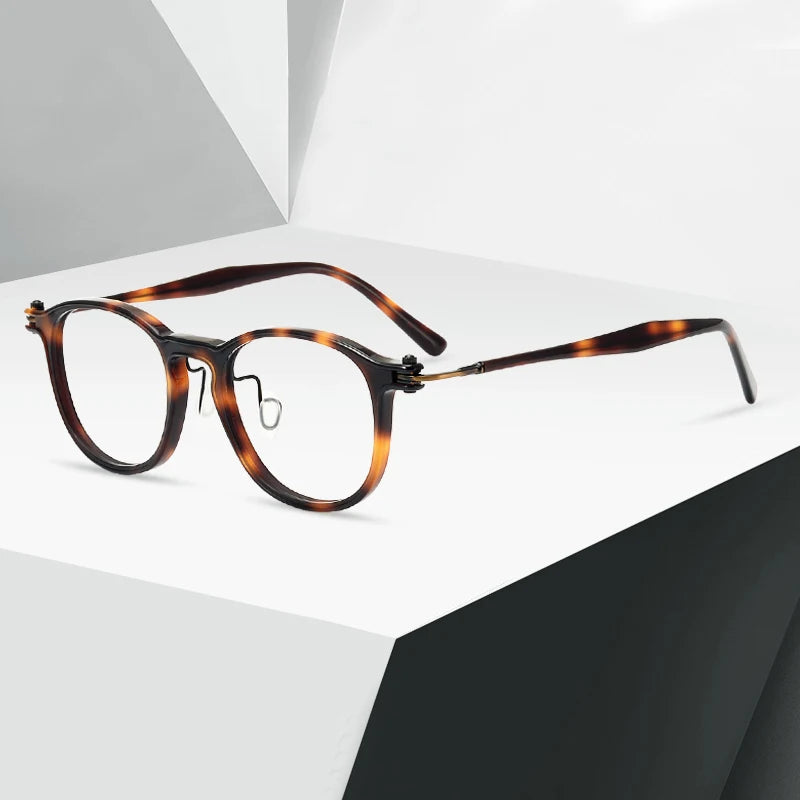 Black Mask Unisex Full Rim Big Square Acetate Titanium Eyeglasses 885585