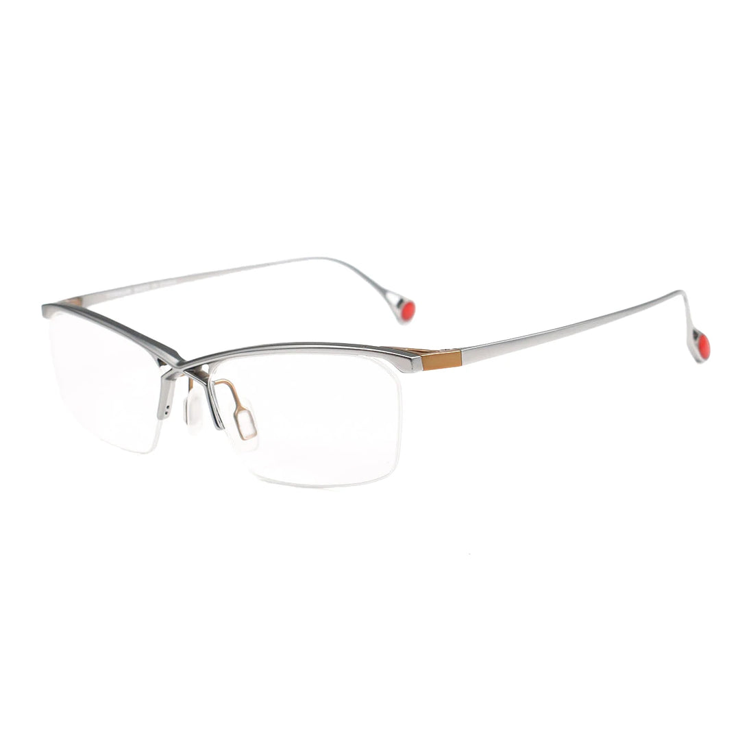 Muzz Women's Semi Rim Square Brow Line Titanium Eyeglasses 59222