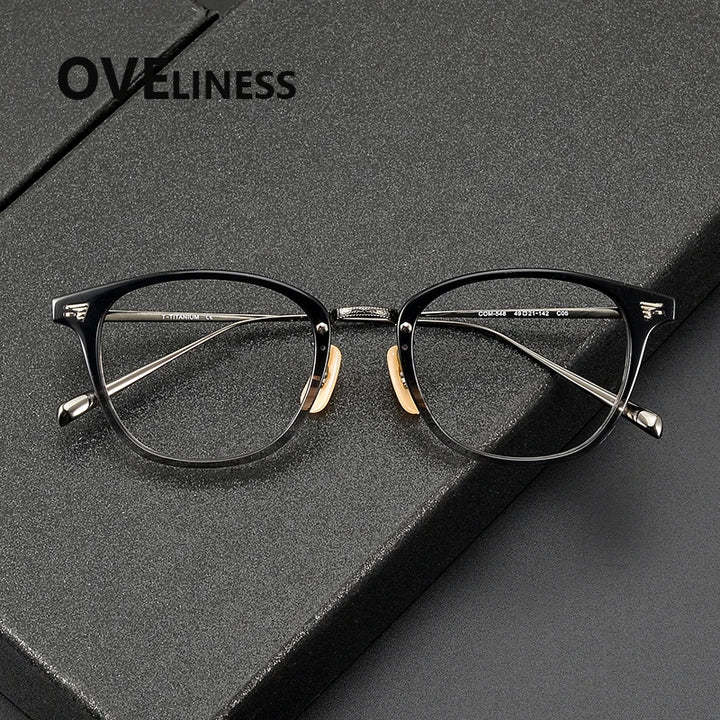 Oveliness Women's Full Rim Oval Square Acetate Titanium Eyeglasses 84548 Full Rim Oveliness