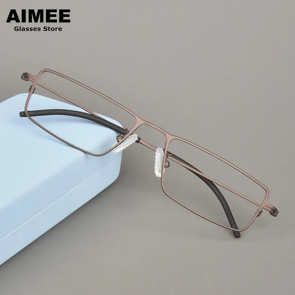 Aimee Unisex Full Rim Rectangle Screwless Titanium Eyeglasses 14555 Full Rim Aimee   