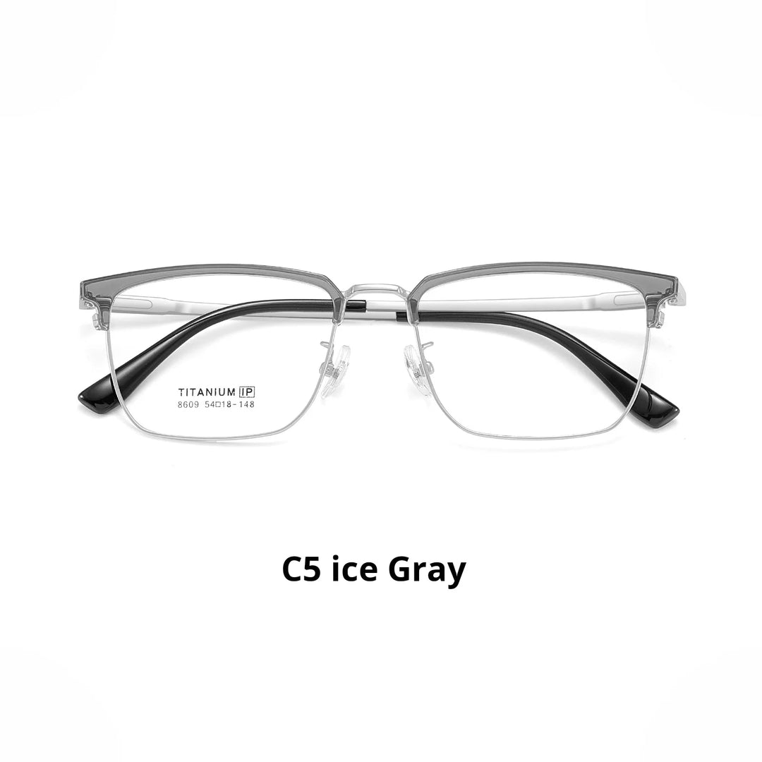 Momoja Unisex Full Rim Big Square Tr 90 Titanium Eyeglasses 728609