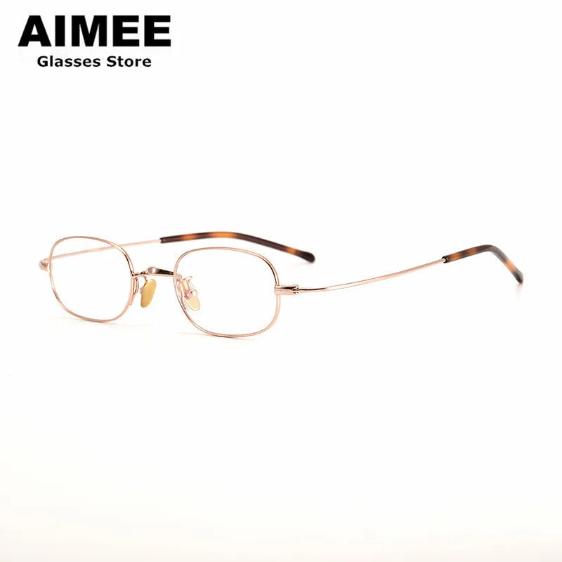 Aimee Unisex Full Rim Small Square Oval Titanium Eyeglasses 6119 Full Rim Aimee   