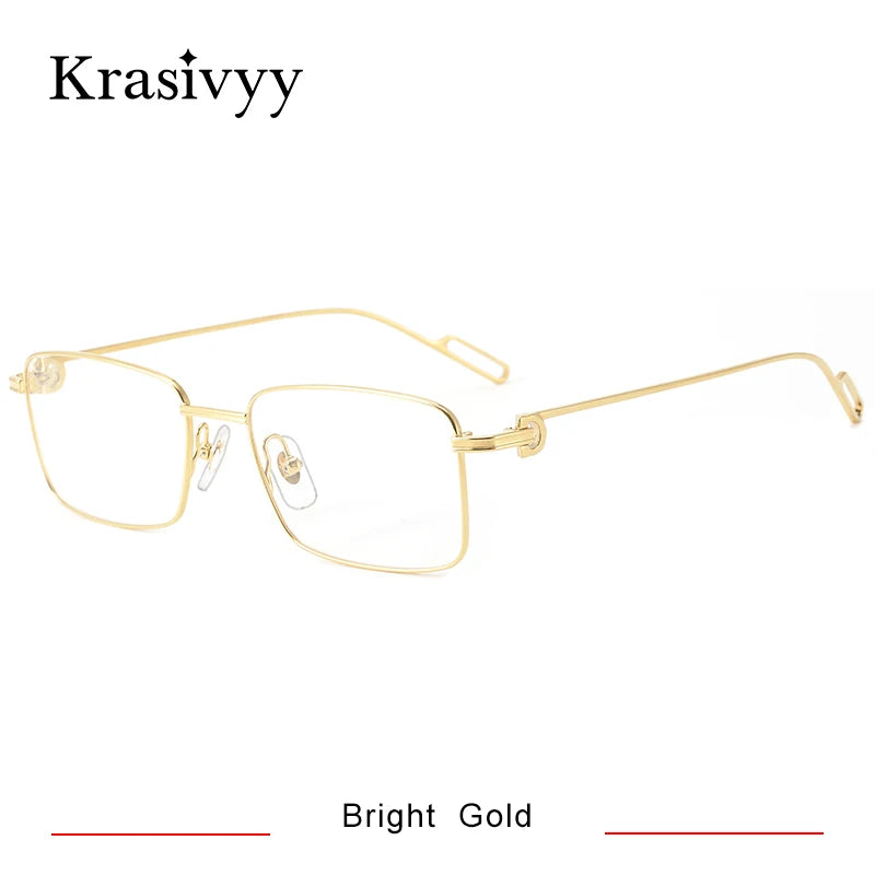 Krasivyy Women's Full Rim Square Titanium Eyeglasses 92190 Full Rim Krasivyy Bright Gold