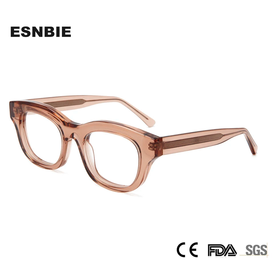 Esnbie Unisex Full Rim Square Oval Thick Acetate Eyeglasses 230401 Full Rim Esnbie   