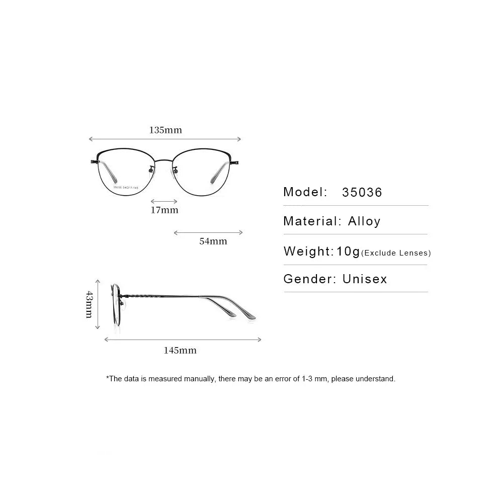 Gmei Optical 35036 women's cat eye alloy prescription eyeglasses — view 2