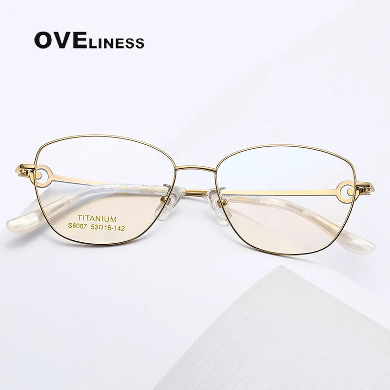 Oveliness Women's Full Rim Square Cat Eye Titanium Eyeglasses 196007 Full Rim Oveliness   