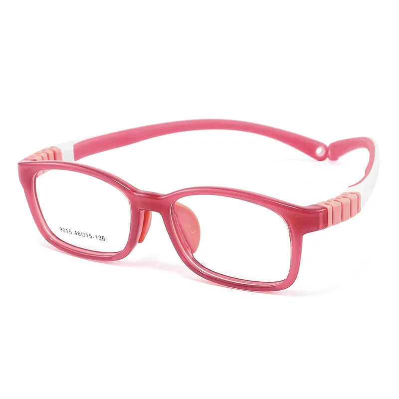 Yimaruili Unisex Youth's Full Rim Square Tr 90 Silicone Eyeglasses Y9015 Full Rim Yimaruili Eyeglasses Red  