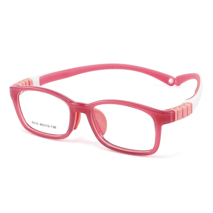 Yimaruili Unisex Youth's Full Rim Square Tr 90 Silicone Eyeglasses Y9015 Full Rim Yimaruili Eyeglasses Red  