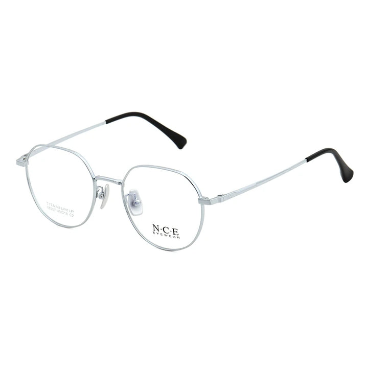 Zirosat Unisex Full Rim Flat Top Oval Titanium Eyeglasses 88307