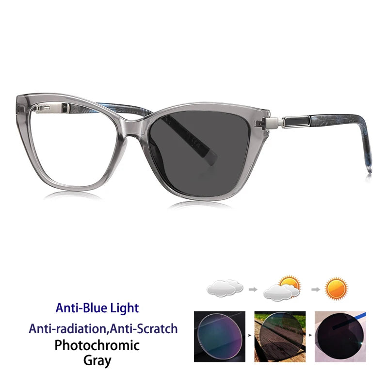 Kocolior Women's Full Rim Cat Eye Acetate Photochromic Reading Glasses 72209