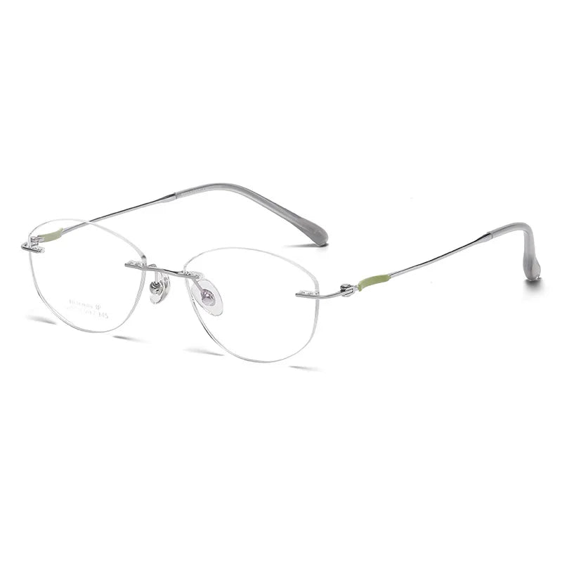 Momoja Women's Rimless Oval Square Cat Eye Titanium Eyeglasses 6033