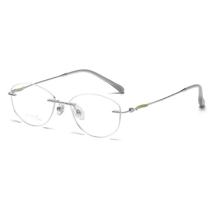Momoja Women's Rimless Oval Square Cat Eye Titanium Eyeglasses 6033