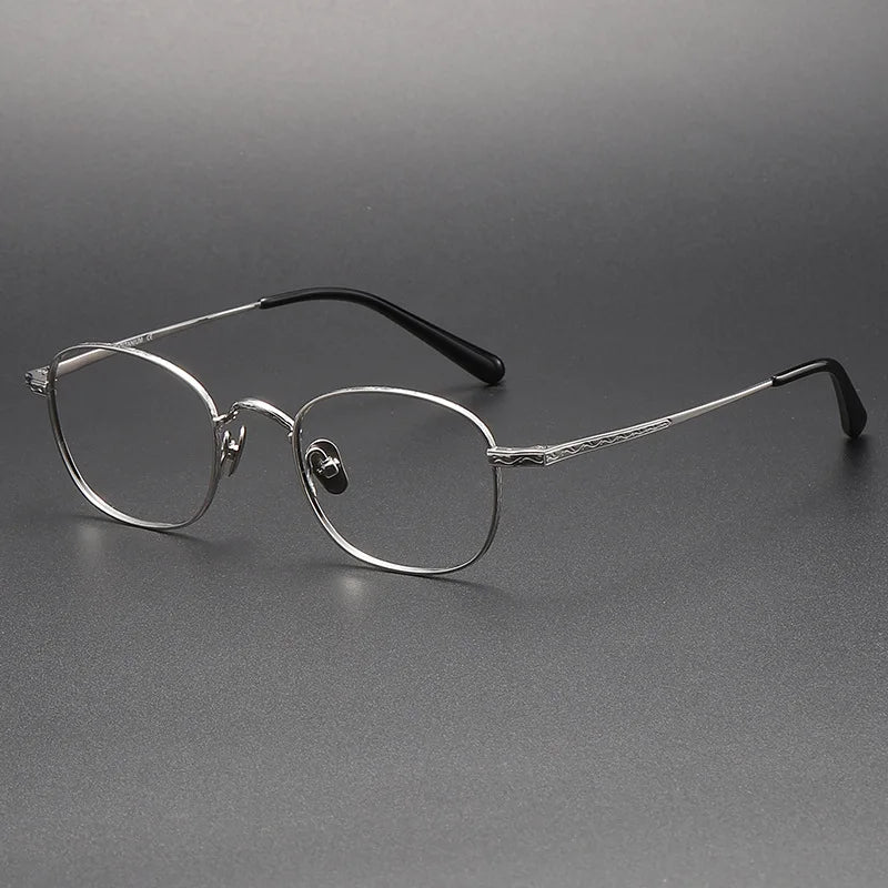 Black Mask Women's Full Rim Round Square Titanium Eyeglasses 9125 Full Rim Black Mask Silver  