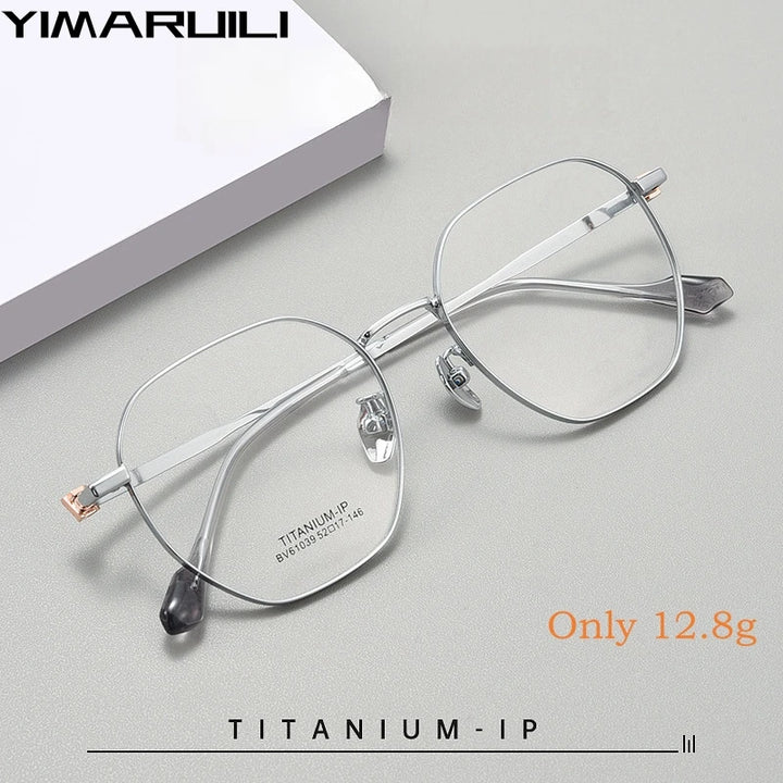 Yimaruili Unisex Full Rim Polygon Titanium Alloy Eyeglasses Y61039 Full Rim Yimaruili Eyeglasses   