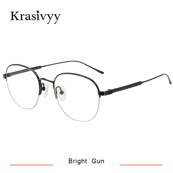Krasivyy Women's Semi Rim Oval Polygon Titanium Eyeglasses 700164