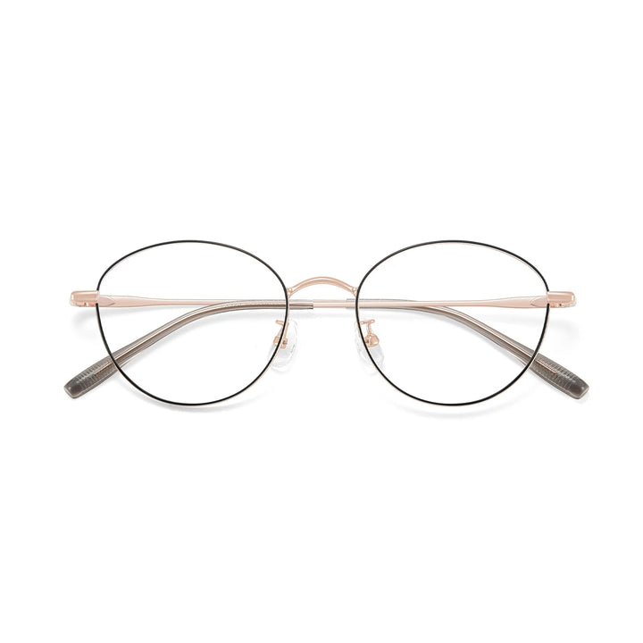 Yimaruili Unisex Full Rim Round Pure Titanium Eyeglasses 58272 — view 4 | Yimaruili at FuzWeb