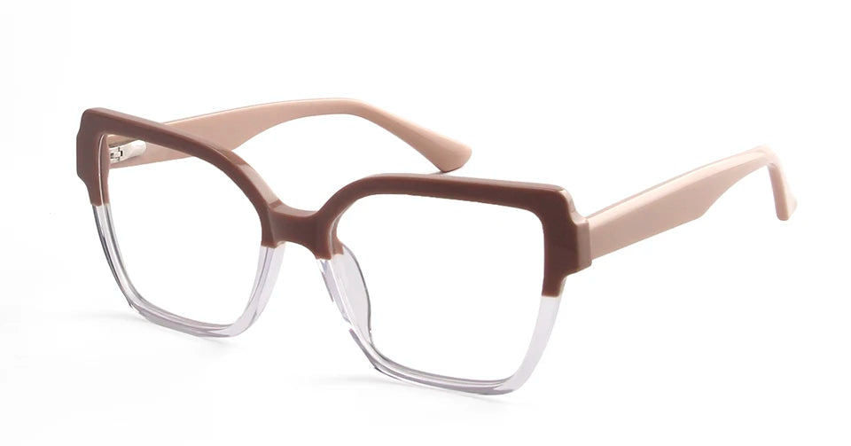 Esnbie Women's Full Rim Polygon Cat Eye Acetate Eyeglasses 49010