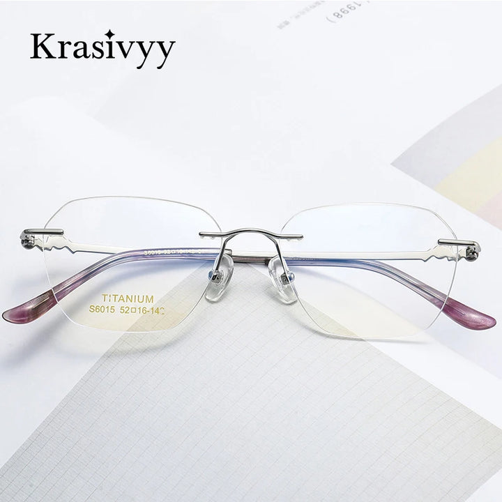 Krasivyy Women's Rimless Polygon Square Titanium Eyeglasses 6015 Rimless Krasivyy   