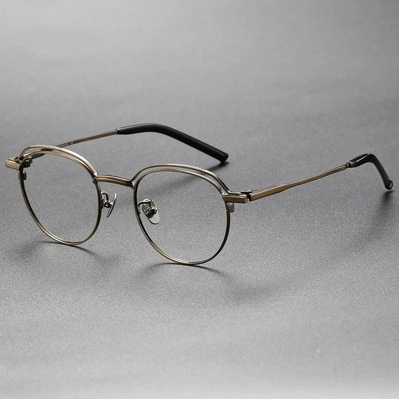 Aimee Unisex Full Rim Round Square Titanium Eyeglasses 19951 Full Rim Aimee Bronze  