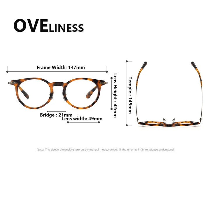 Oveliness Unisex Full Rim Round Acetate Titanium Eyeglasses 322147