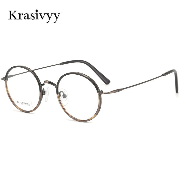 Krasivyy Women's Full Rim Round Titanium Acetate Eyeglasses 416036