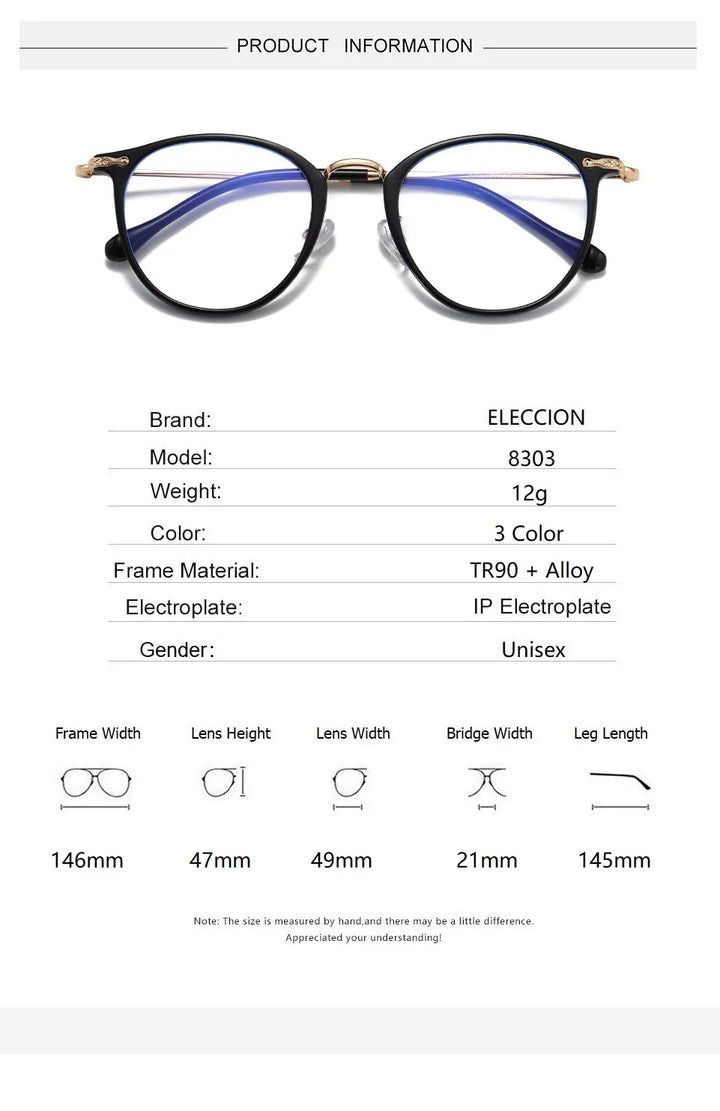 Eleccion Unisex Full Rim Oval Square Tr 90 Titanium Eyeglasses 48303 Full Rim Eleccion