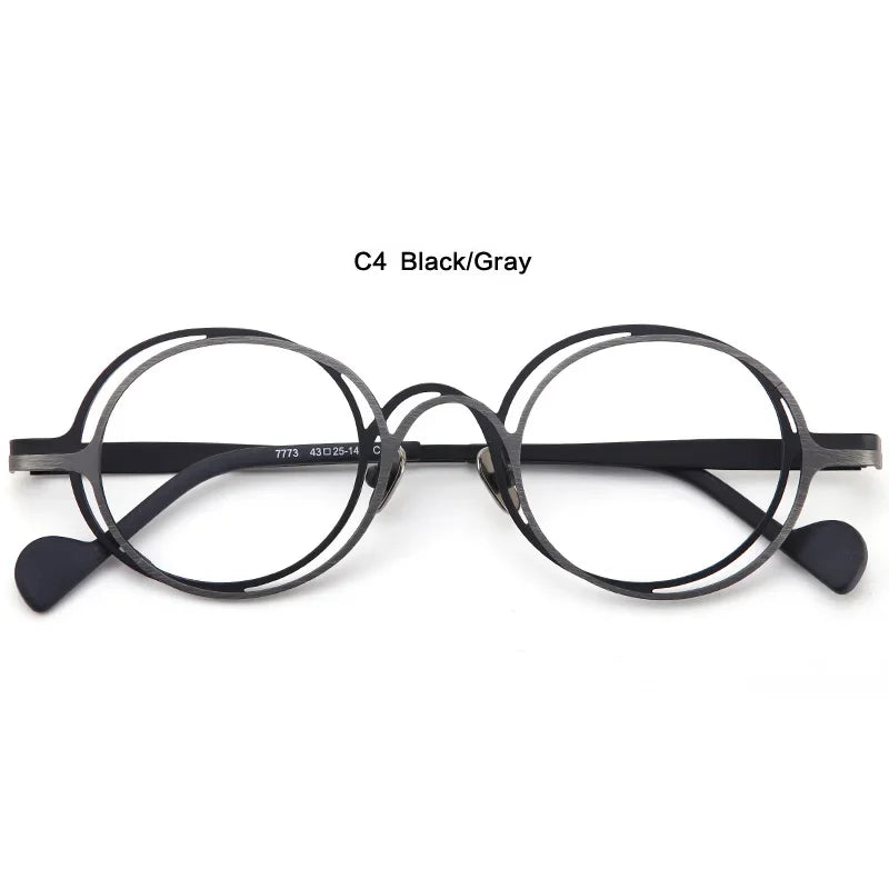 Aror Unisex Full Rim Double Round Titanium Eyeglasses 67773