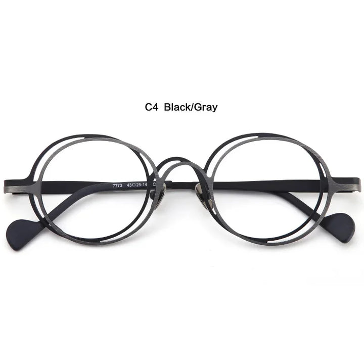 Aror Unisex Full Rim Double Round Titanium Eyeglasses 67773