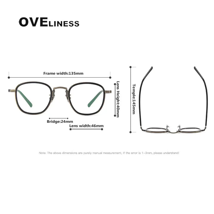 Oveliness Women's Full Rim Square Acetate Titanium Eyeglasses 214043