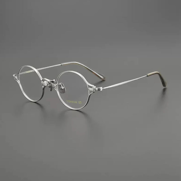Gatenac Unisex Full Rim Round Titanium Eyeglasses Gxyj1198 Full Rim Gatenac Silver  