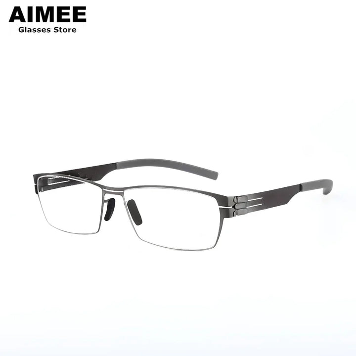 Aimee Women's Full Rim Square Screwless Steel Eyeglasses 5083 Full Rim Aimee Gun grey  