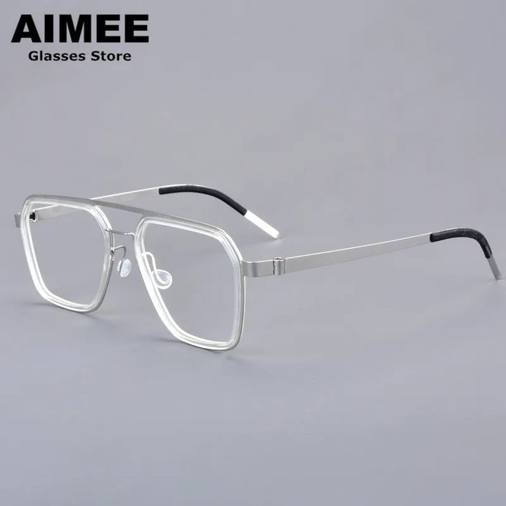 Aimee Unisex Full Rim Square Double Bridge Titanium Acetate Eyeglasses 19753