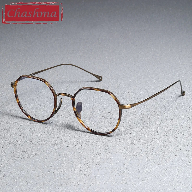 Chashma Ottica Women's Full Rim Flat Top Round Titanium Acetate Eyeglasses 417310