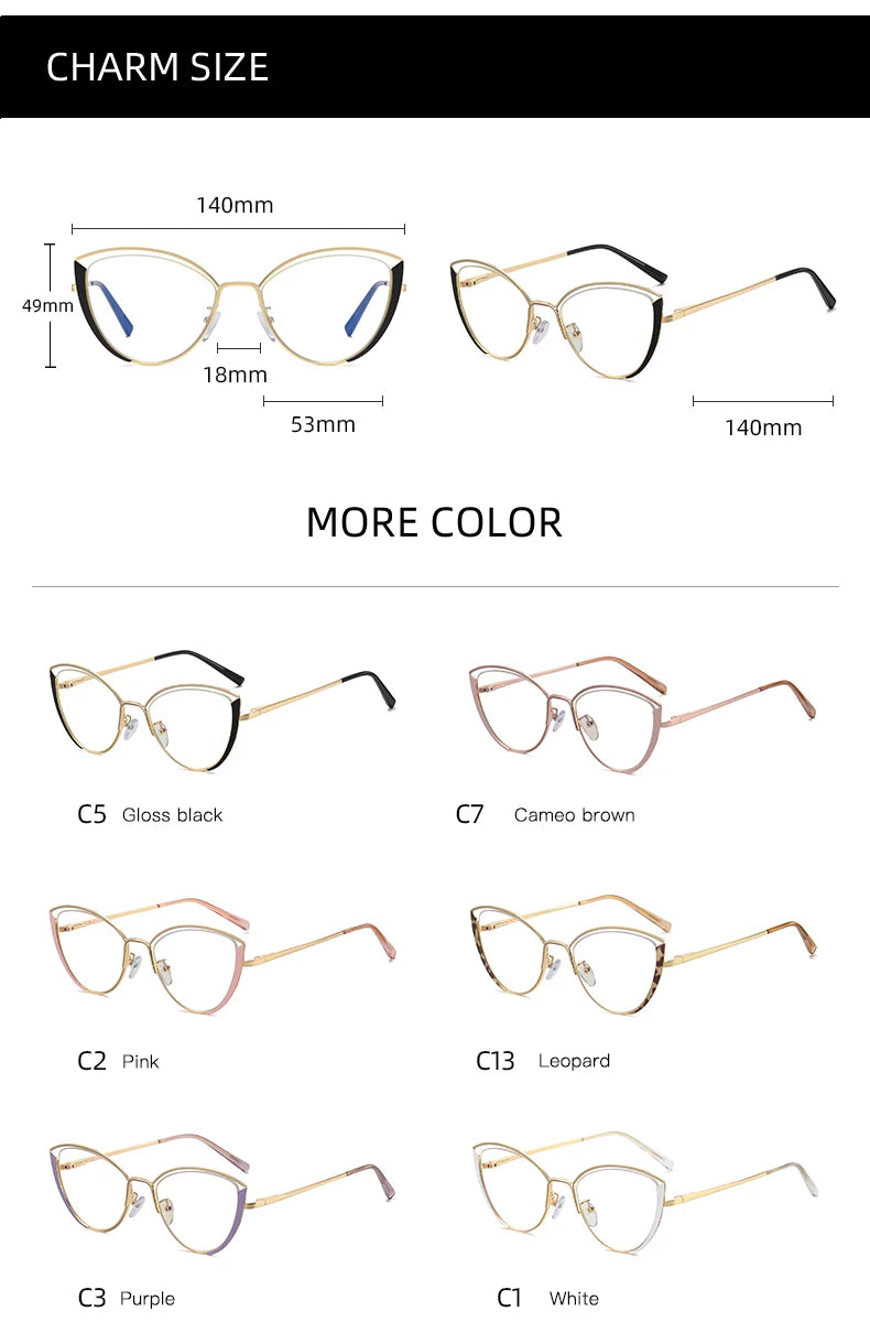 Handoer Women's Full Rim Oval Cat Eye Tr 90 Alloy Eyeglasses 95721