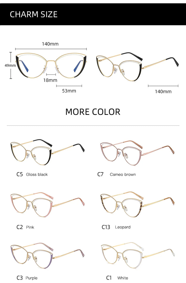 Handoer Women's Full Rim Oval Cat Eye Tr 90 Alloy Eyeglasses 95721