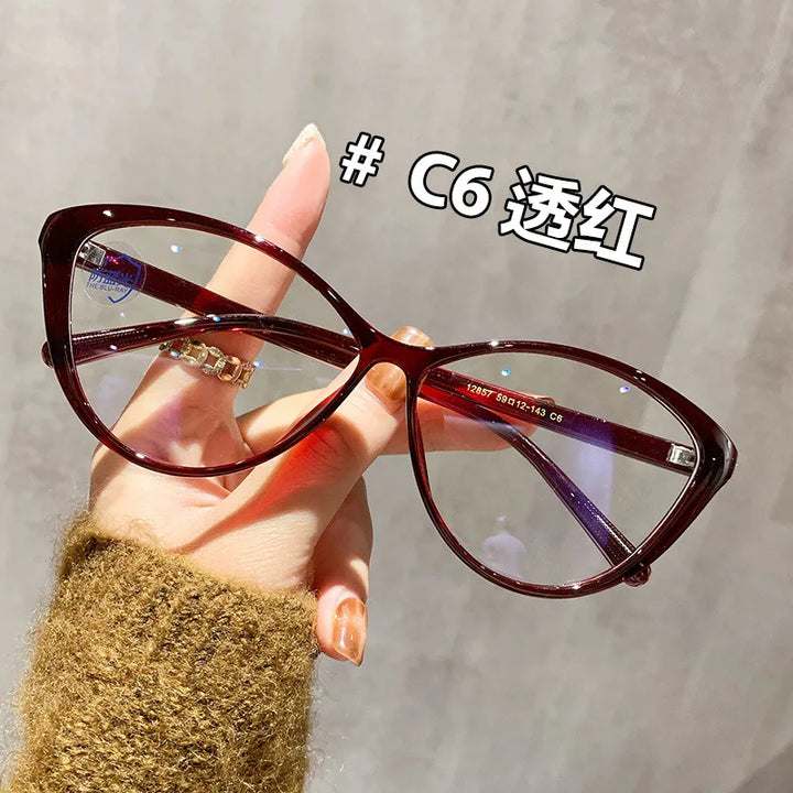 Zirosat Women's Full Rim Oval Cat Eye Tr 90 Alloy Eyeglasses 12857