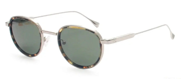 Esnbie 252041 Unisex Full Rim Oval Round Acetate Alloy Sunglasses FuzWeb