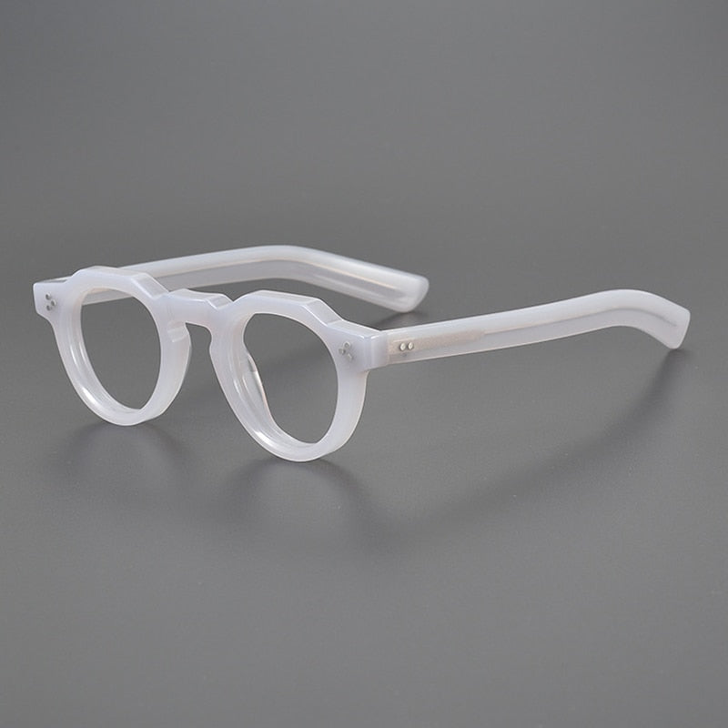 Gatenac Unisex Full Rim Flat Top Round Acetate Eyeglasses Gxyj1054 Full Rim Gatenac Gray  