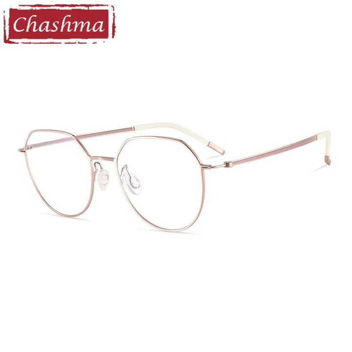 Chashma Ottica Women's Full Rim Flat Top Round Titanium Eyeglasses 7241 Full Rim Chashma Ottica   