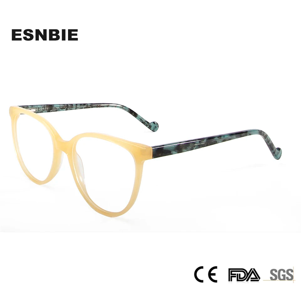 Esnbie Unisex Full Rim Square Cat Eye Acetate Eyeglasses 2431124 Full Rim Esnbie   