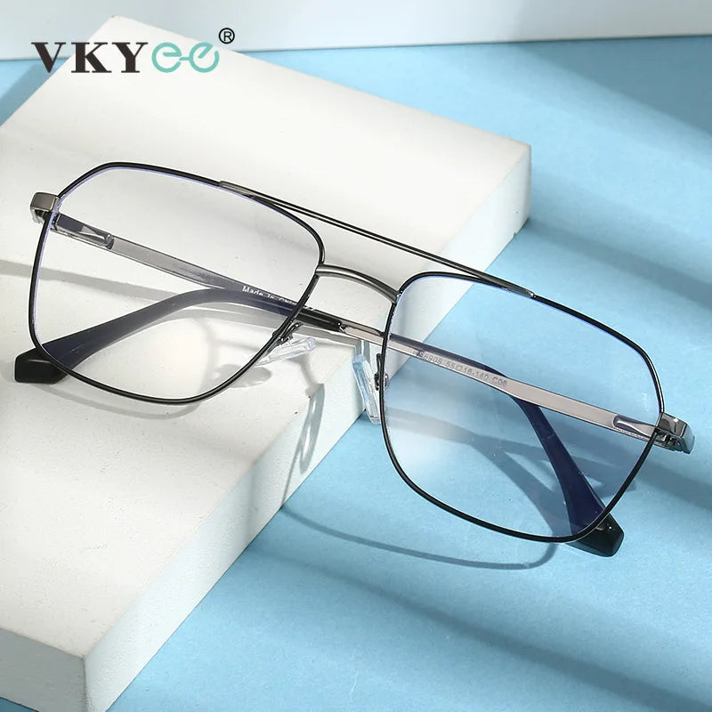 Vicky Women's Full Rim Square Double Bridge Alloy Reading Glasses 69084