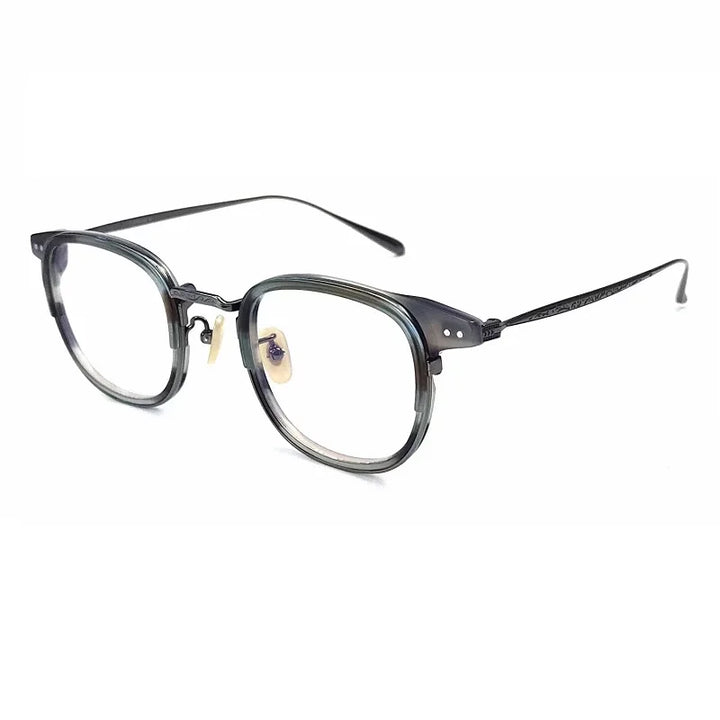 Aimee Unisex Full Rim Square Titanium Acetate Eyeglasses 74001 Full Rim Aimee Blue  