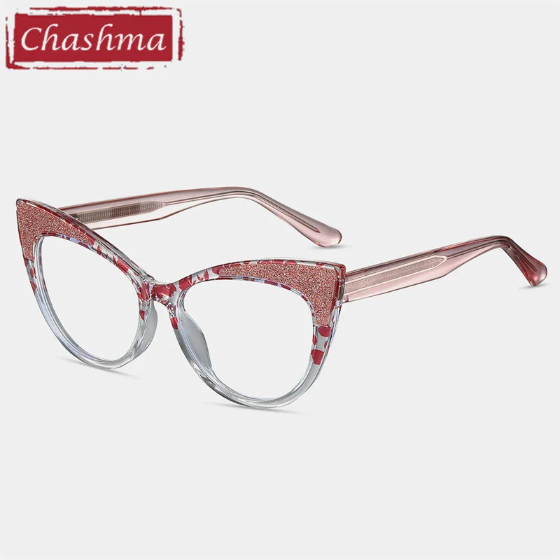 Chashma Ottica Women's Full Rim Cat Eye Tr 90 Alloy Eyeglasses 87274 Full Rim Chashma Ottica Pink Leopard  