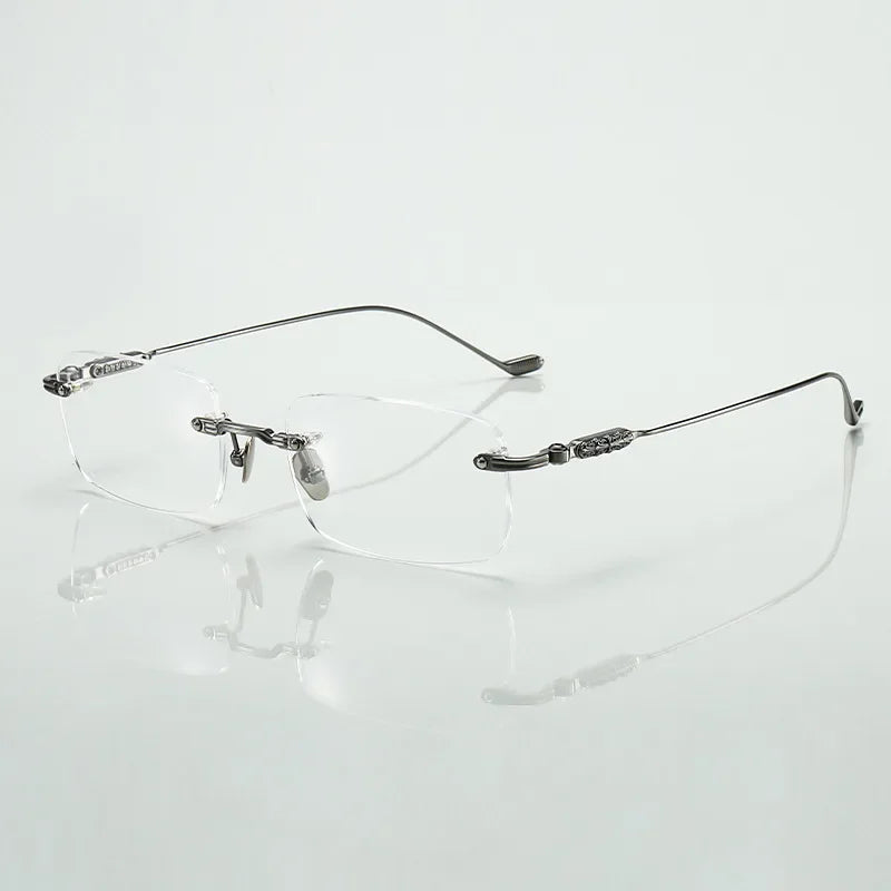 Aror Unisex Rimless Square Titanium Eyeglasses 10157 Rimless Aror GRAY