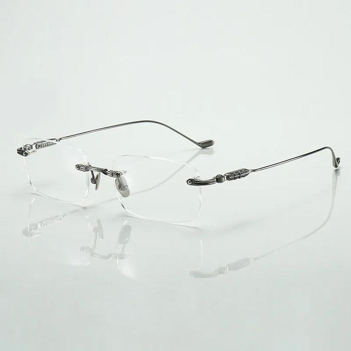 Aror Unisex Rimless Square Titanium Eyeglasses 10157 Rimless Aror GRAY